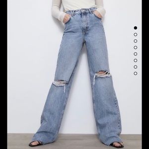 Zara Hi Rise Wide Leg Full Length Jeans